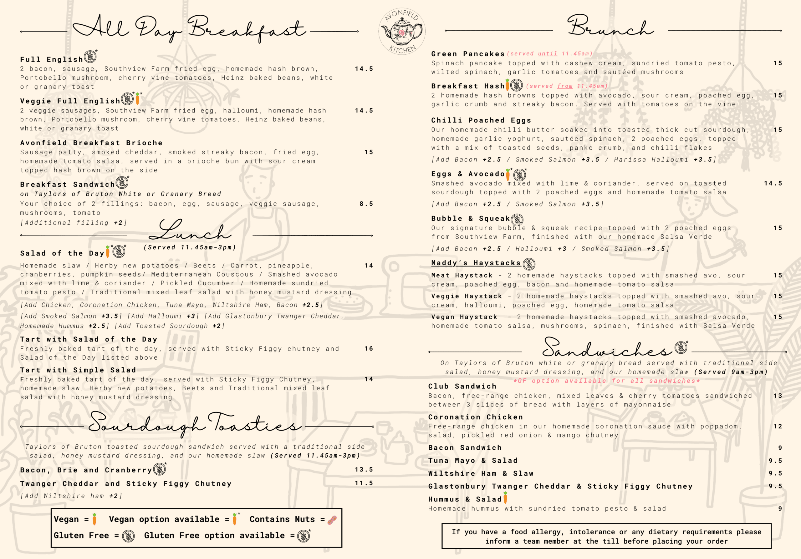 2026 - Sunday Menu Avonfield Kitchen Menu May 2022 – Back
